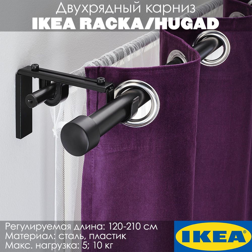 Карниз гладкий 2 ряда IKEA Прямой - купить по доступным ценам в  интернет-магазине OZON (1269855407)