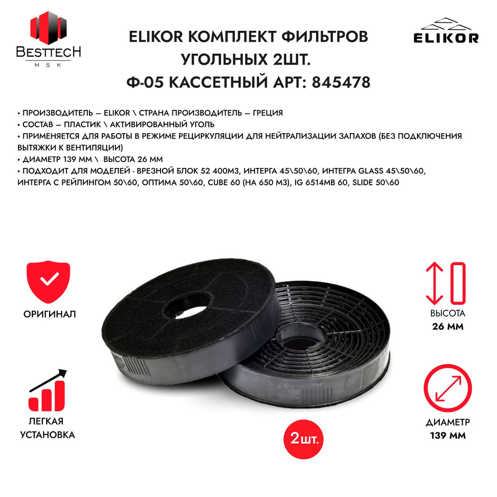 Угольный фильтр для вытяжки Elikor Ф-05 #1