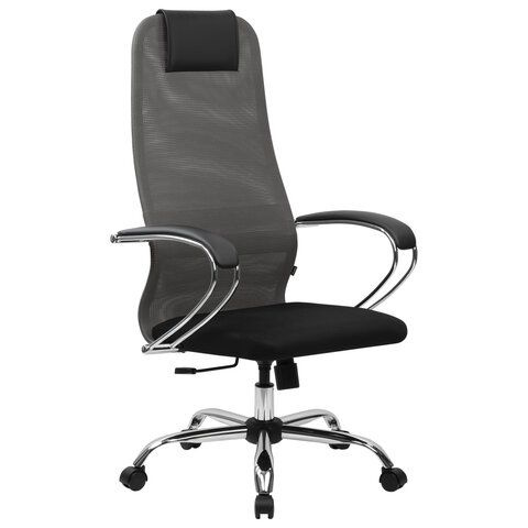Кресло офисное BRABIX PREMIUM "Ultimate EX-800" хром, плотная двойная сетка Х2, черное/серое, 532912 #1