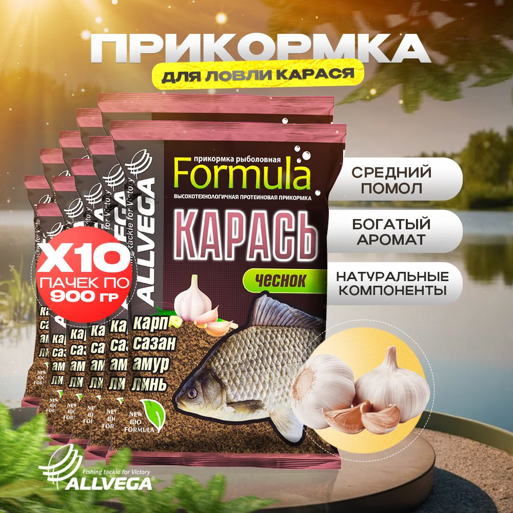 Прикормка для рыбалки на карася ALLVEGA Formula ЧЕСНОК 10 пачек  #1