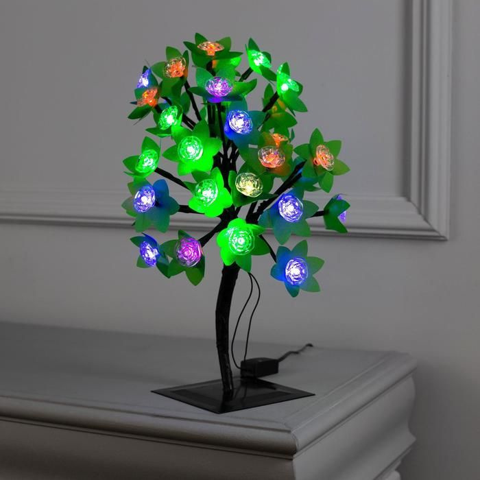 Светодиодный куст Цветы 30 см, 32 LED, мигание, 220 В, свечение мульти (RG/RB)  #1