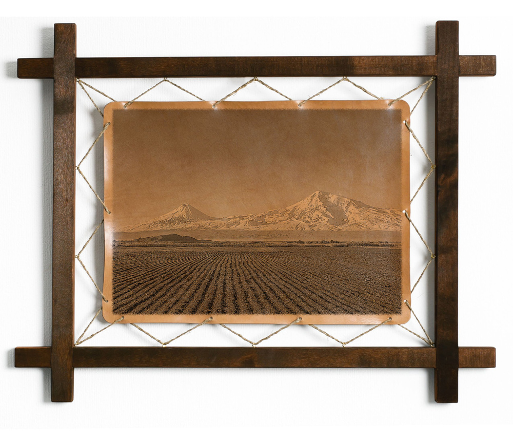 Картина "Гора Арарат, Армения", гравировка на натуральной коже, интерьерная для украшения и декора на #1