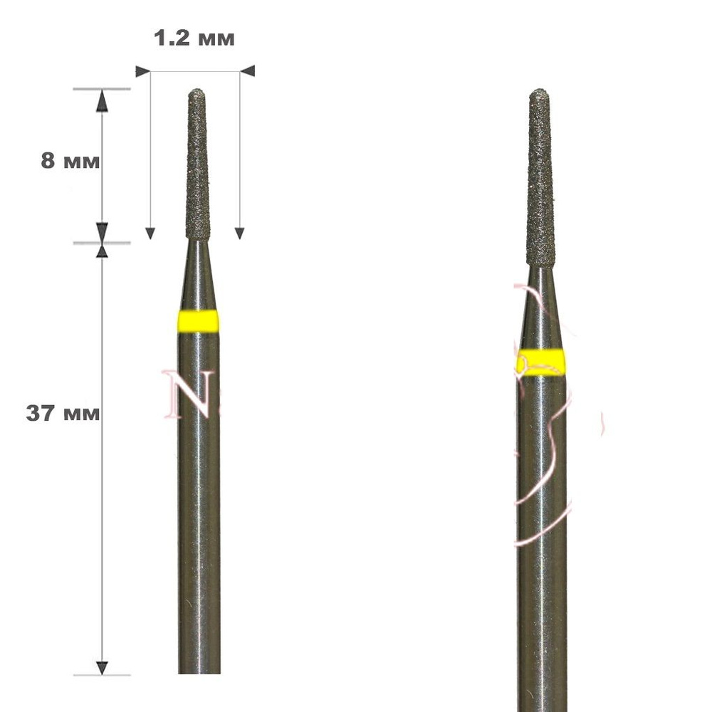 10 шт. 1,2 мм Фреза алмазная Цилиндрическая усеченный конус,желтая НПООО СИСТЕМА  #1