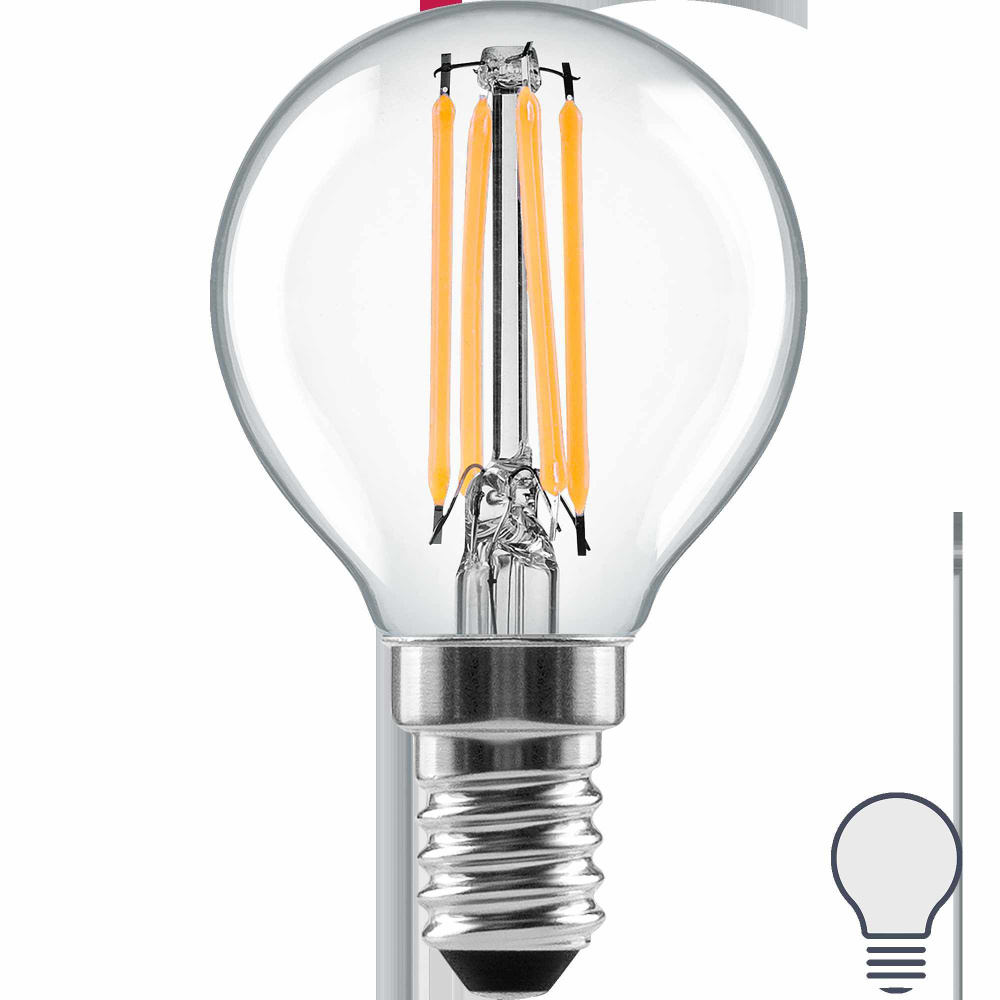 Lexman Лампочка Лампа светодиодная E14 220-240 В 6 Вт шар прозрачная 800 лм нейтральный белый свет, E14, #1