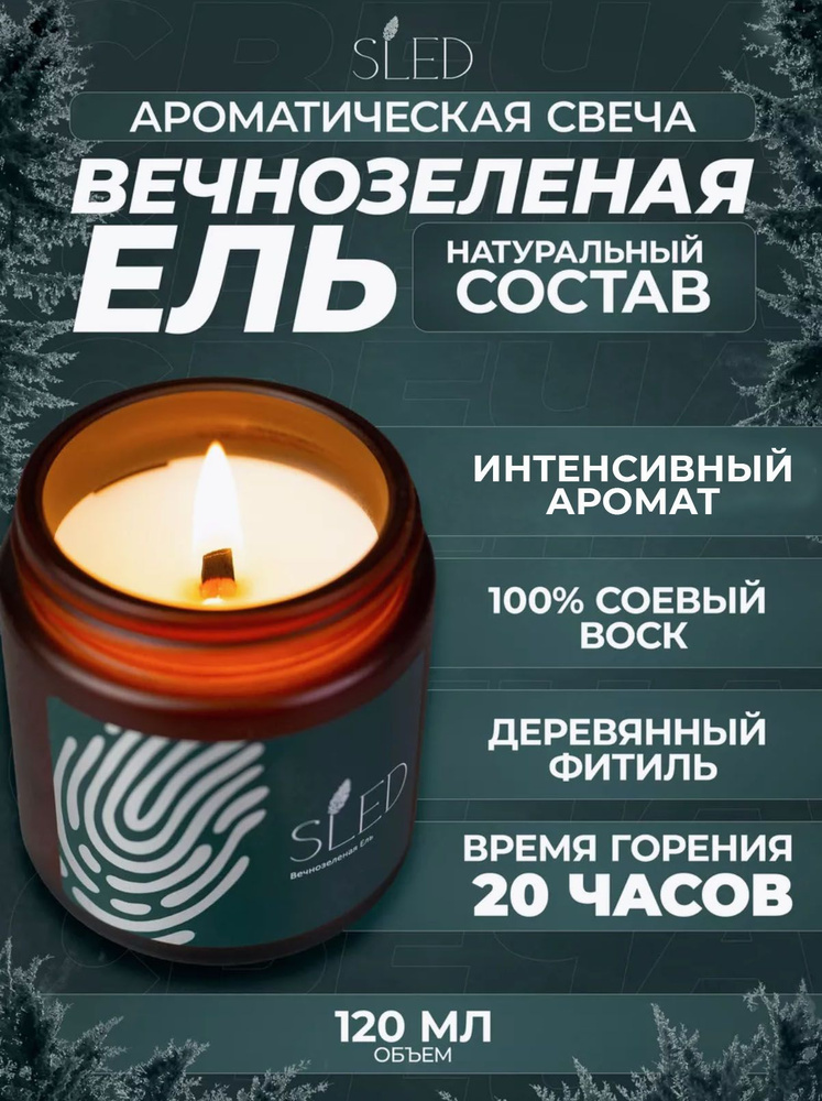 SLED Свеча ароматическая "Вечнозеленая ель", 6 см х 5 см, 1 шт  #1