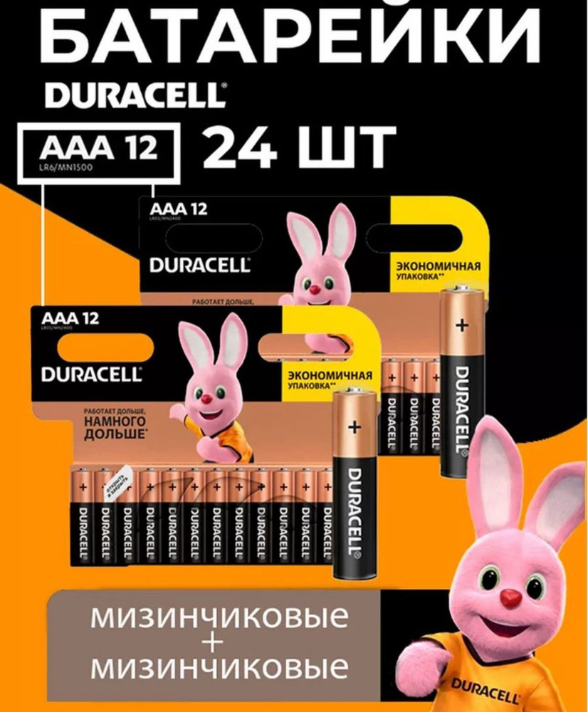 Duracell Батарейка AAA, Щелочной тип, 24 шт #1