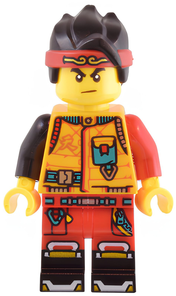 Минифигурка Lego Monkie Kid - Bright Light Orange Diving Suit, Frown mk131 #1