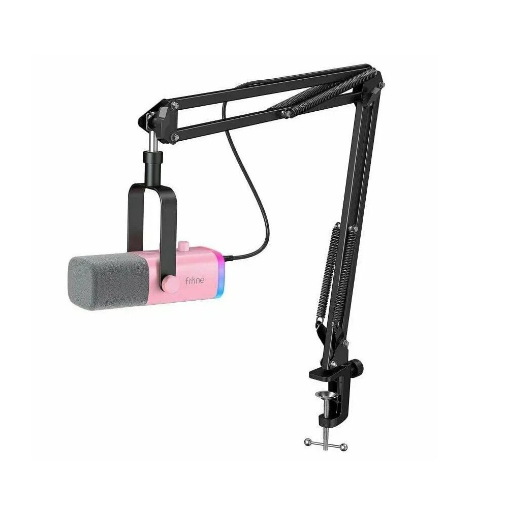 Динамический USB/XLR микрофон со стойкой Fifine AM8TP розовый/чёрный  #1