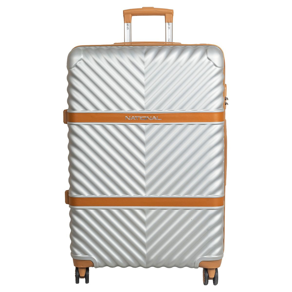 Чемодан Samsonite на колесах L silver white из ABS пластика кодовый замок  #1