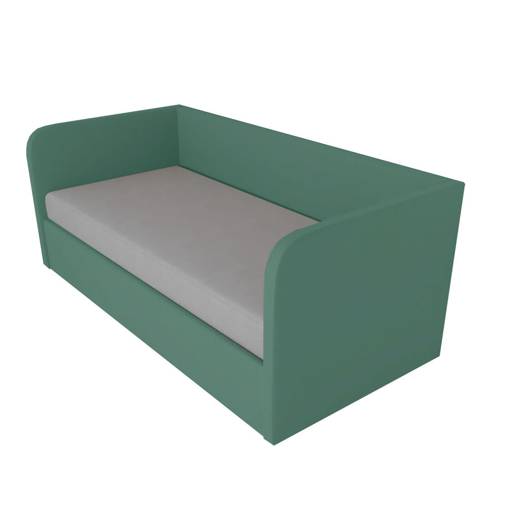 Односпальная кровать Рим-2 120x200 основание металлическое с ламелями велюр зеленый  #1