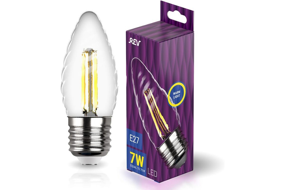 Лампа светодиодная REV filament свеча витая TC37 7Вт E27 2700K 695Лм 32427 0  #1