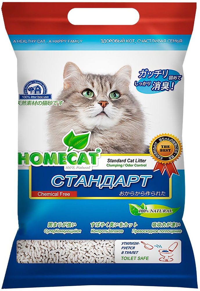 Наполнитель Homecat Ecoline Стандарт для кошек, комкующийся, 2.8 кг, 6 л  #1