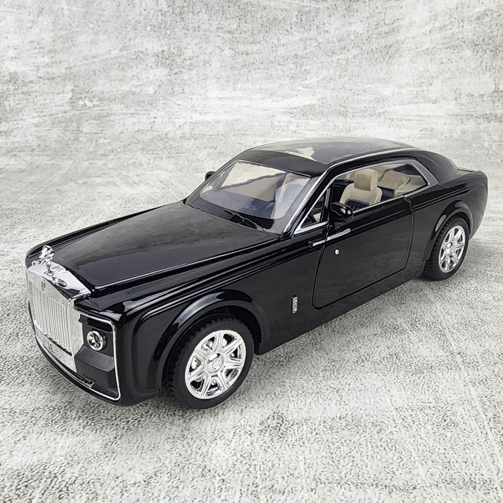Машинка металлическая инерционная Rolls-Royce Sweptail/Роллс-Ройс Свептейл черный длина 20см, масштаб #1