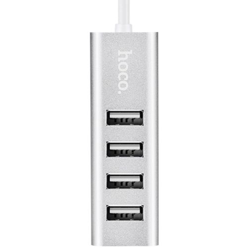 USB-концентратор, разветвитель USB Hoco HB1 Silver хаб - концентратор 4 порта USB2.0 линейка - серебристый #1