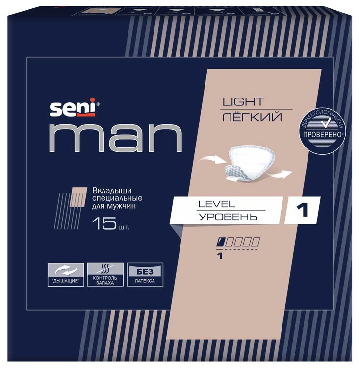 Seni Man Вкладыши урологические для мужчин Light level 1, 15 шт #1