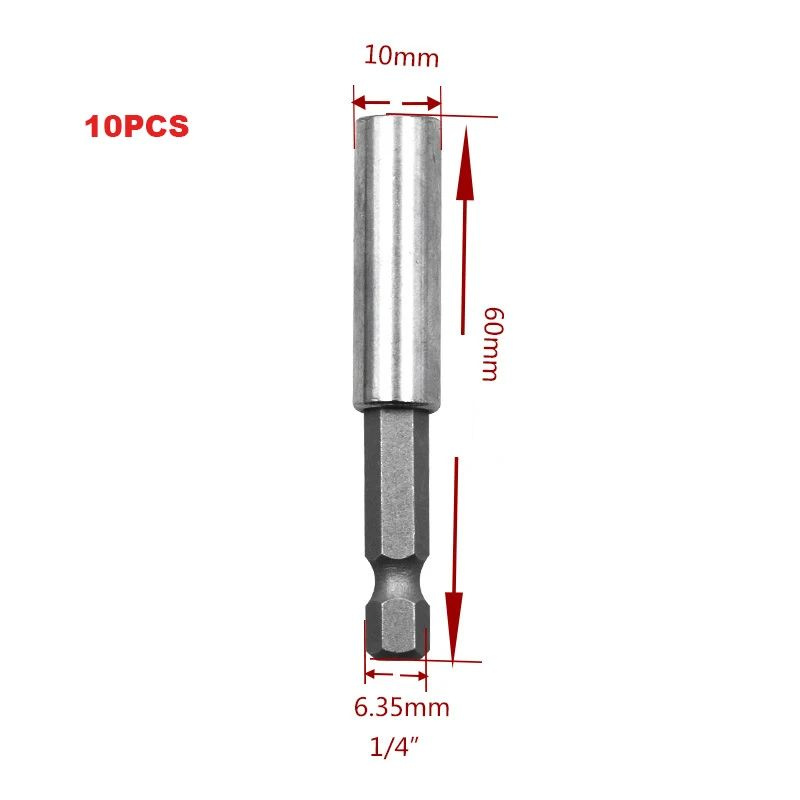 10 шт./Компл. 60/75 мм магнитная отвертка удлинитель наконечников держатель 1/4 дюйма шестигранный хвостовик #1