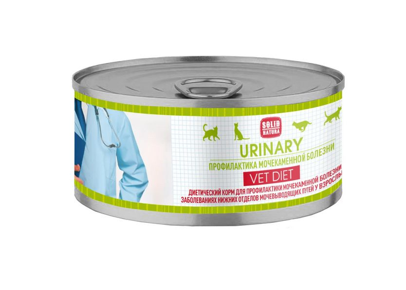 Solid Natura Vet (Солид Натура Вет) Urinary Консервы лечебные для кошек при мочекаменной болезни МКБ #1