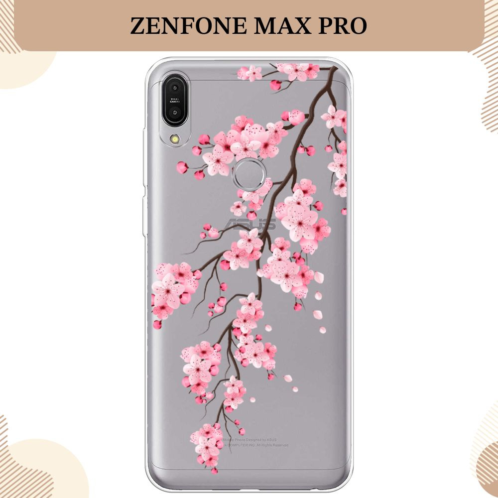 Силиконовый чехол на Asus ZenFone Max Pro ZB602KL / Асус ZB602KL, Одинокая ветка сакуры, прозрачный  #1