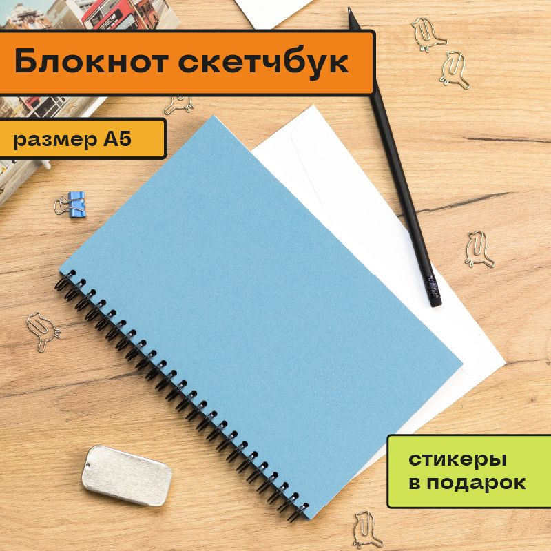 Блокнот для записей Помидор, скетчбук, на пружине сбоку синий, А5 130х210 мм, 40 листов  #1