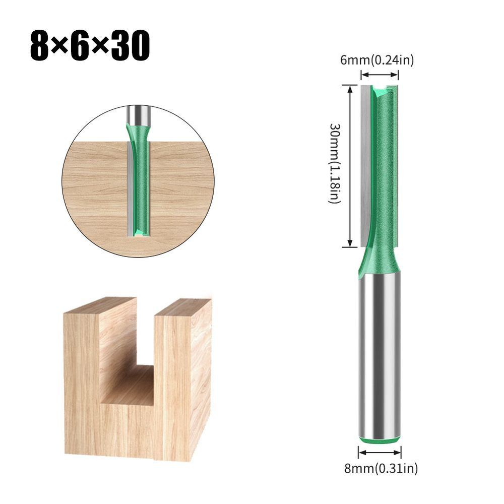фреза пазовая прямая по дереву 6 x 30 мм,хвостовика 8 мм #1