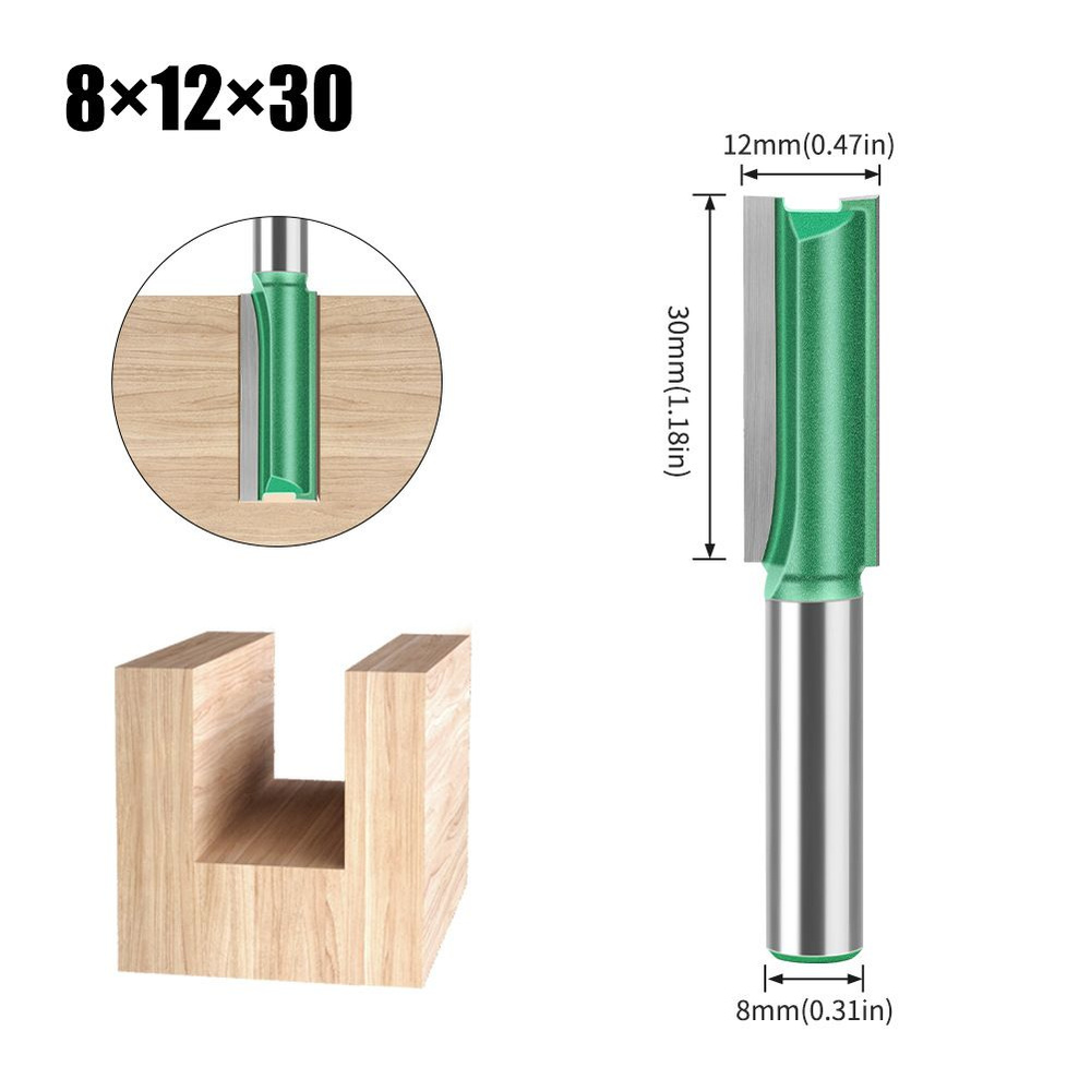 фреза пазовая прямая по дереву 12 x 30 мм,хвостовика 8 мм #1
