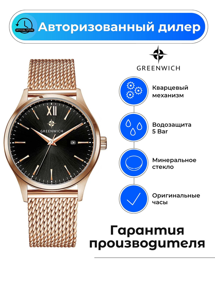 Водонепроницаемые мужские часы Greenwich Brig GW 061.49.11 с минеральным стеклом  #1