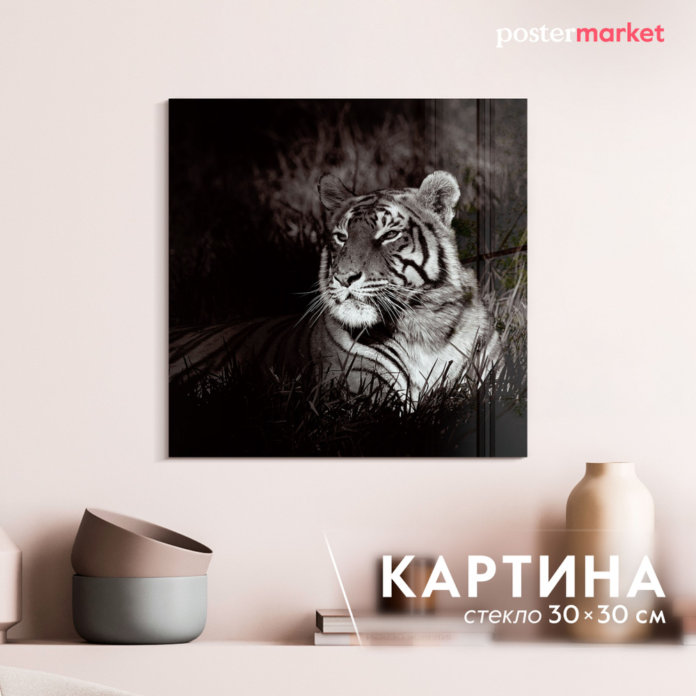 Картина на стекле Postermarket "Тигр" 30х30 см #1