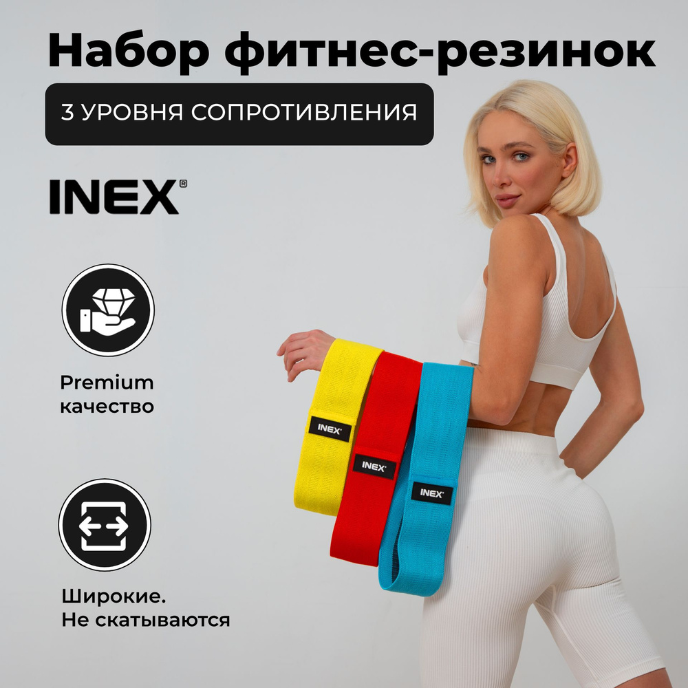 Набор тканевых фитнес-резинок INEX Body-band, 3 шт. разного сопротивления  #1