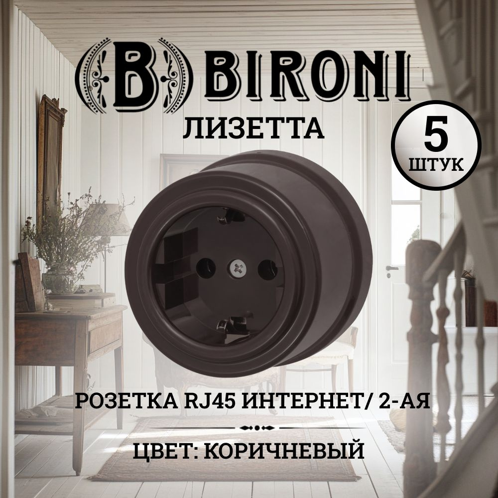 BIRONI Пластик Коричневый Розетка с заземлением B1-101-22 (4шт.), 4 шт.  #1