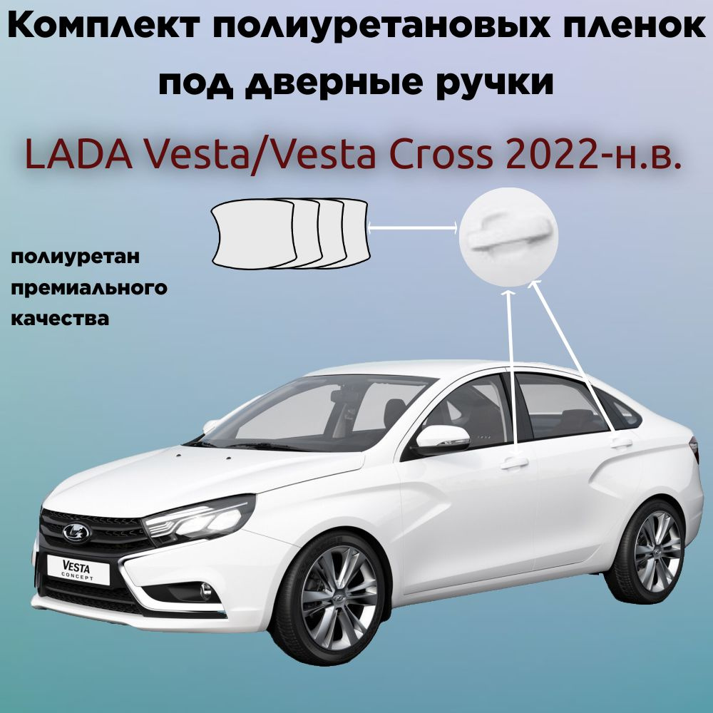 Защитные антигравийные пленки для оклейки под ручками на авто LADA Vesta/Vesta Cross 2022-н.в. / Лада #1