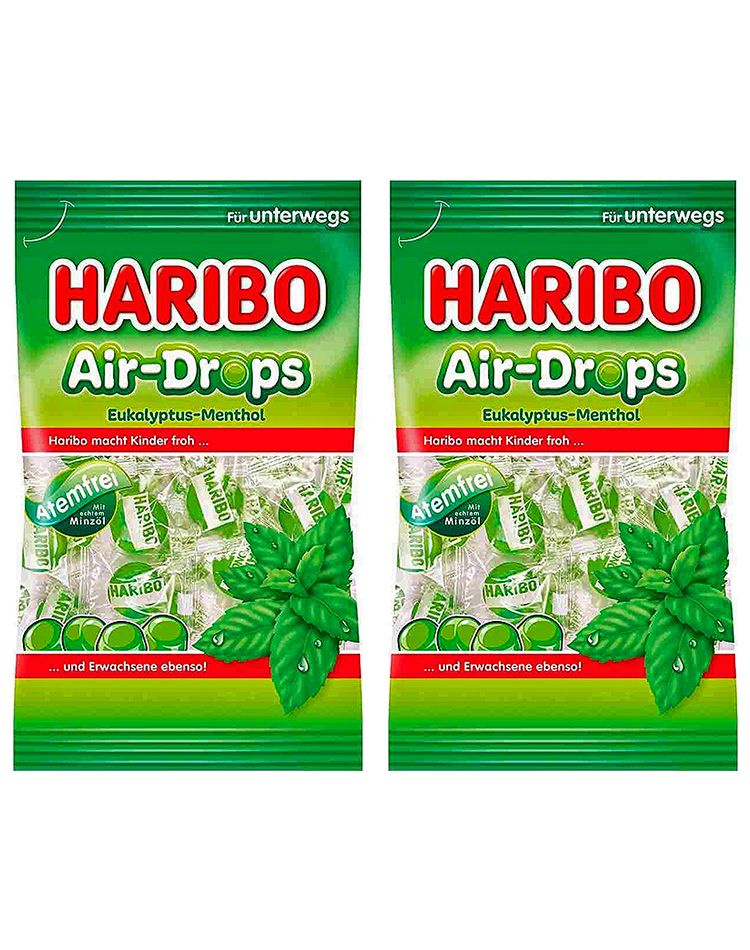 Жевательные конфеты Haribo Air-Drops Eukalyptus-Menthol / Эвкалипт-Ментол, 2 уп по 100 гр  #1