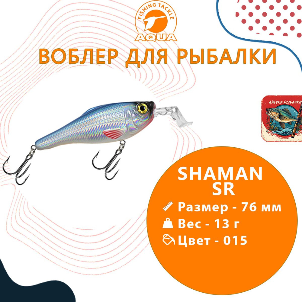 Воблер для рыбалки AQUA SHAMAN SR 76mm, вес - 13г, цвет 015 (голубая спинка), 1 штука  #1