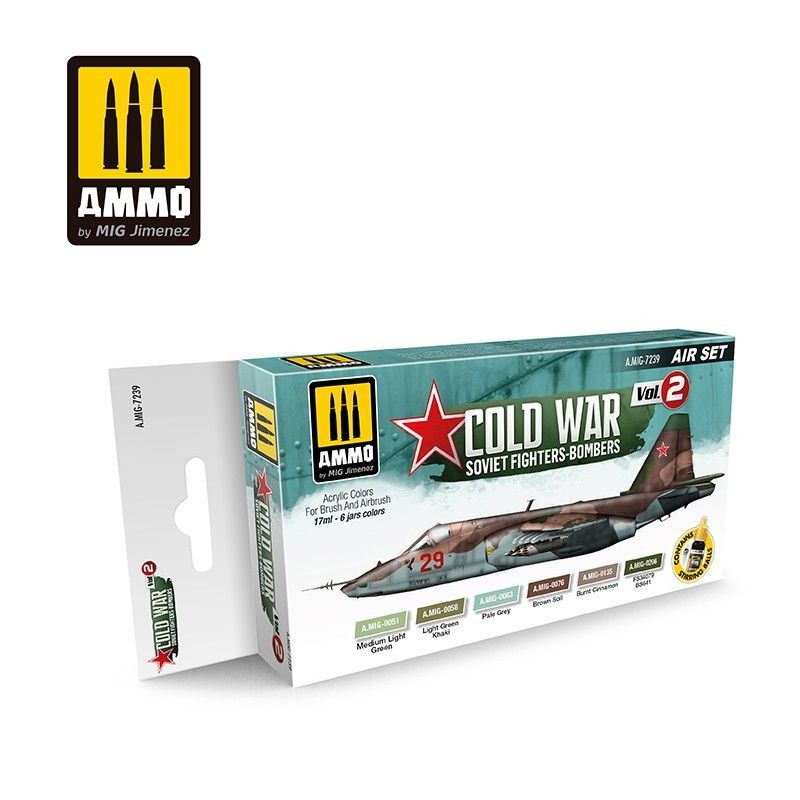 Набор акриловых красок Cold War Vol. 2 - Soviet Fighters -Bombers (Ammo Mig) (6x17ml)  #1