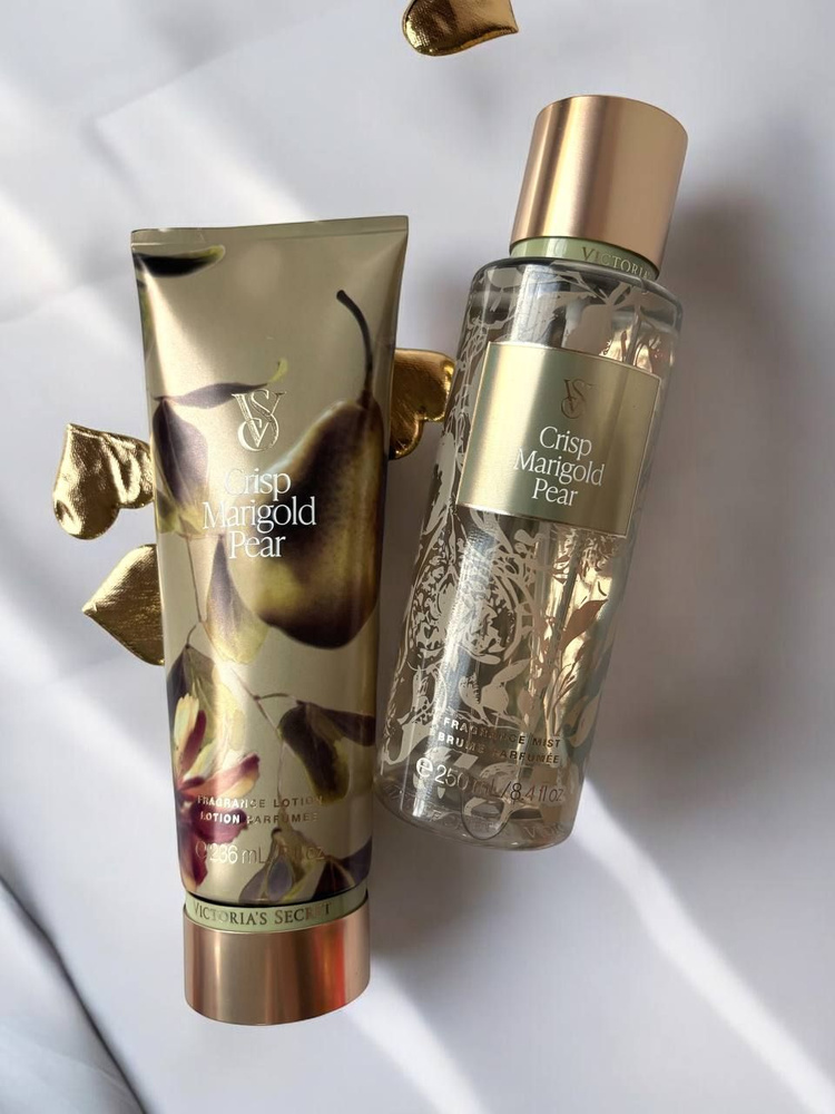 Подарочный набор Victorias Secret Crisp Marigold Pear парфюмированный мист 250мл и лосьон для тела 236мл #1