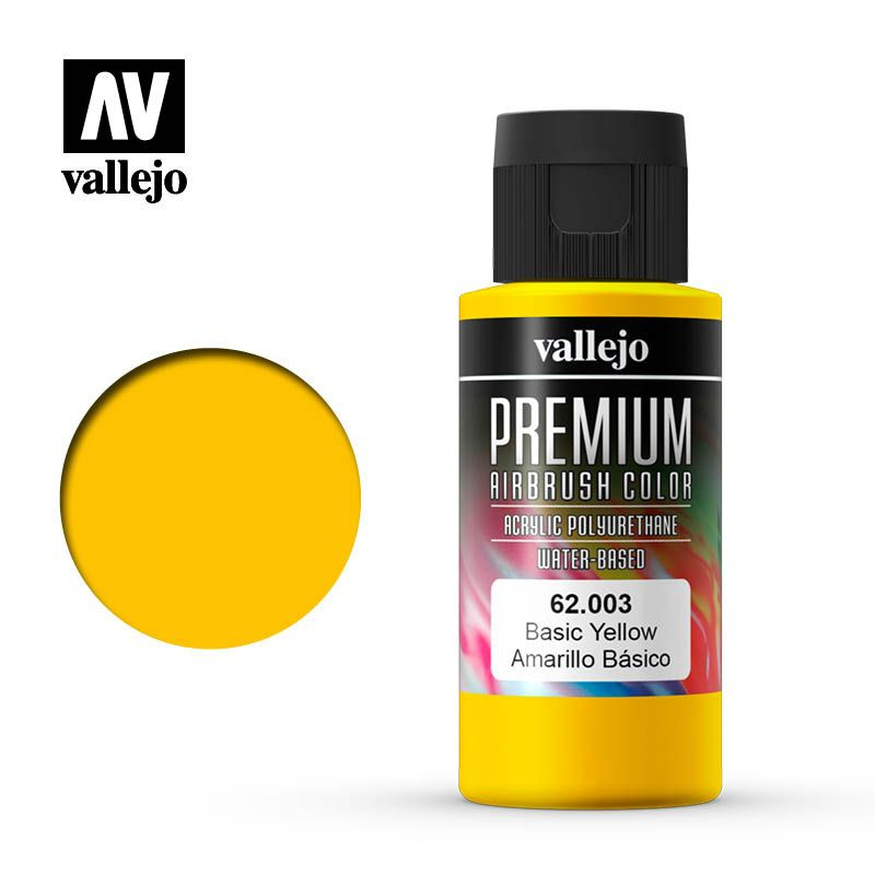 Краска Vallejo серии Premium Color - Basic Yellow 60мл. #1