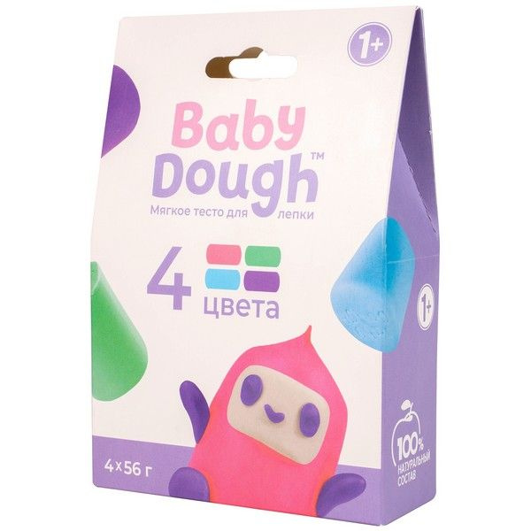 Игрушки для детей старше одного года с маркировкой "BABY DOUGH": тесто для лепки в коробке, 4 цвета, #1