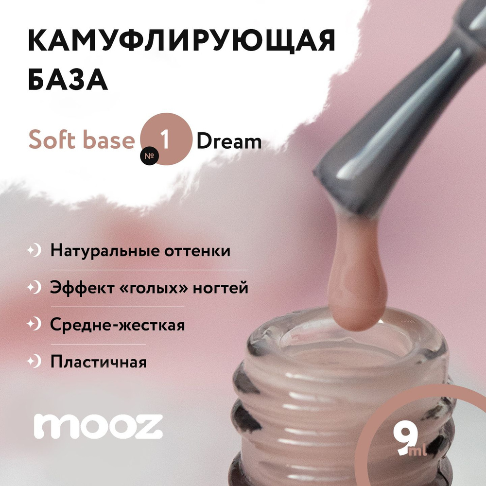 Камуфлирующая база для ногтей Soft base №1 - Dream, 9 мл #1