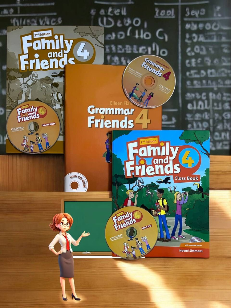 Family and Friends 4 (2nd edition) Student's Book (учебник) + Workbook (рабочая тетрадь) + Grammar friends #1