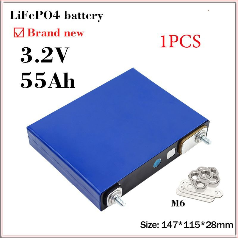 1PCS Новый аккумулятор 3.2V 55Ah LiFePO4, 3C разряд, diy 12V 24V электромобиль Boat RV Трехколесный инвертор #1