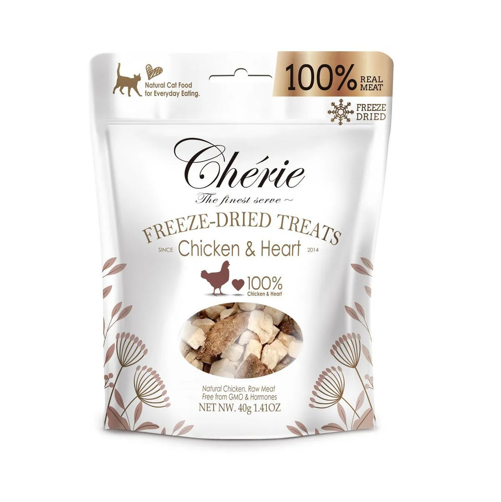 Сублимированное лакомство для кошек Pettric Cherie куриная грудка и сердечки, 40 г  #1