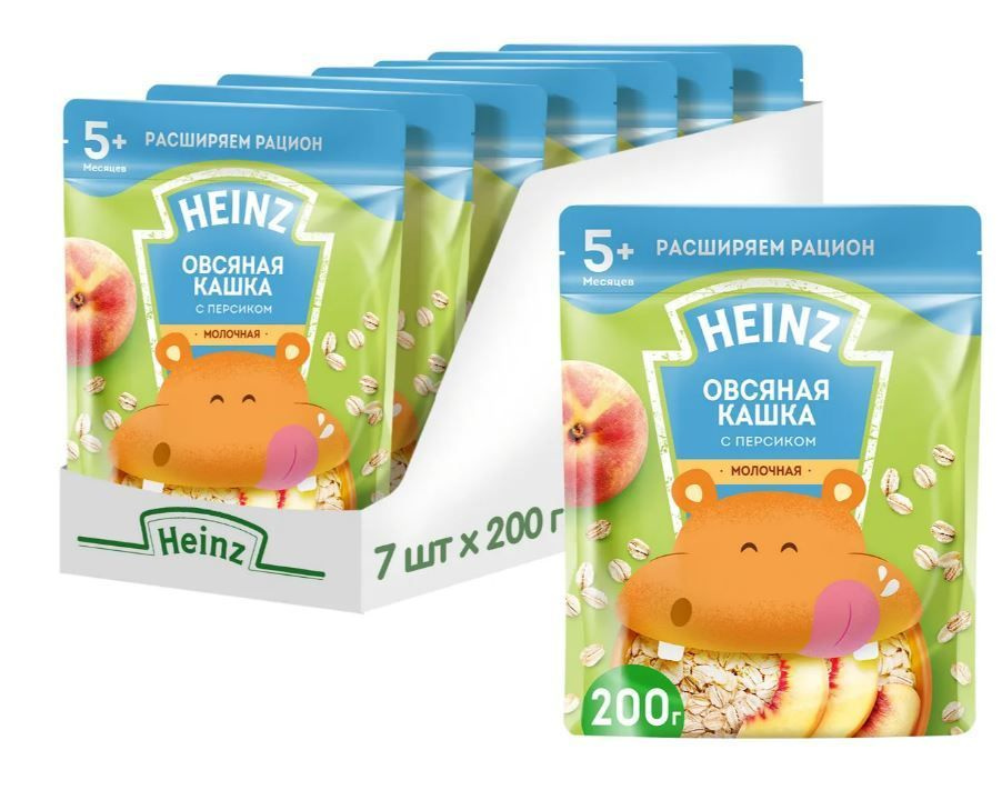 Кашка Heinz Молочная Овсяная Персик Пауч 200 гр * 7 шт. #1