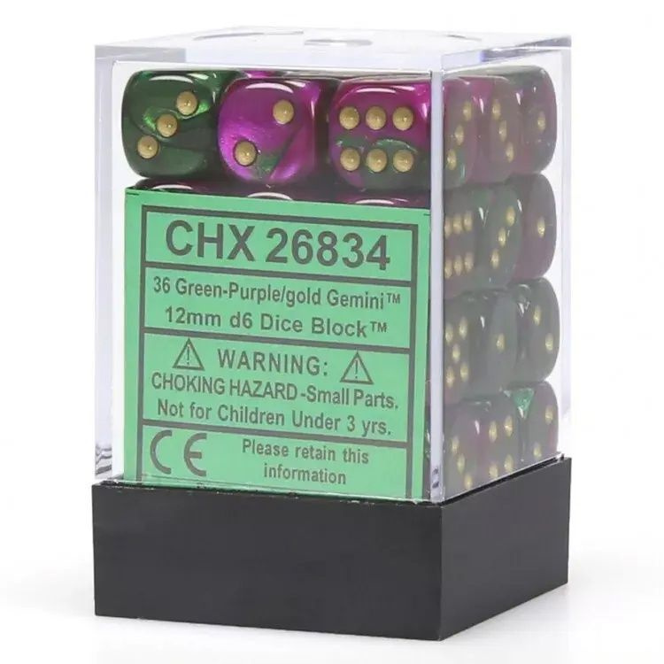 Набор кубиков Dice Set Gemi 12mm Green-Purple G D6 #1