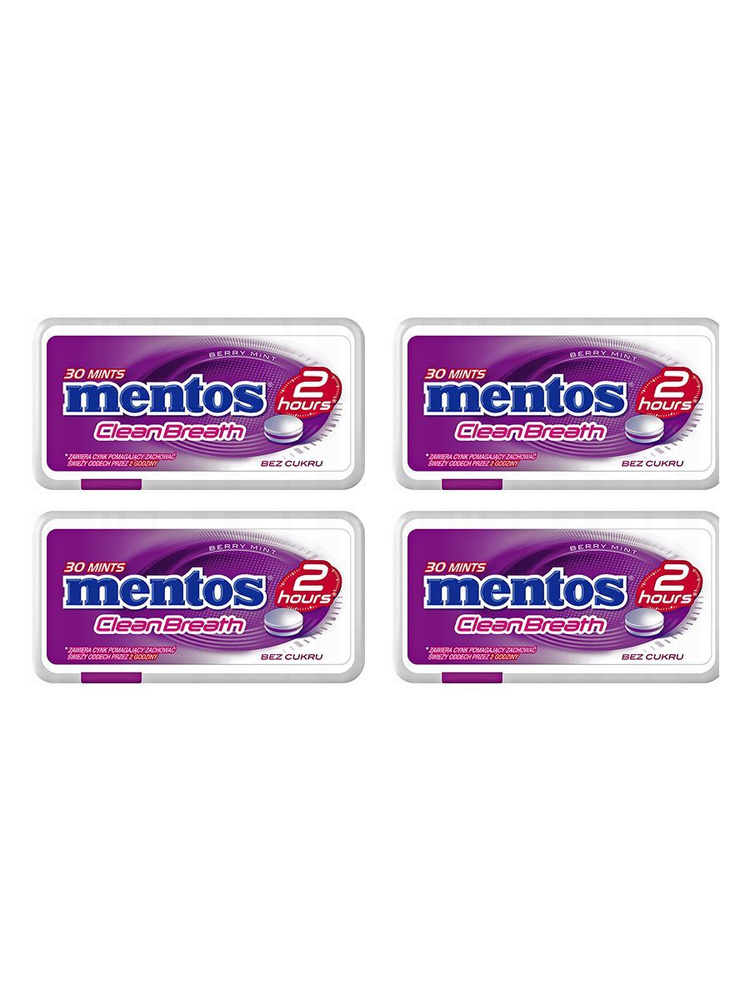 Жевательные конфеты Mentos Clean Breath Berry Mint, 4 уп по 21 гр #1