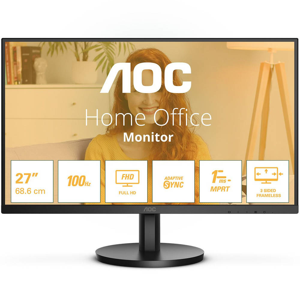 AOC 27" Монитор 27B3HMA2, VA, 1920x1080, 100 Гц, черный #1