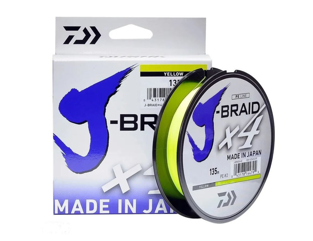 Шнур Daiwa J-braid X4 135м. 0.19мм. YELLOW #1