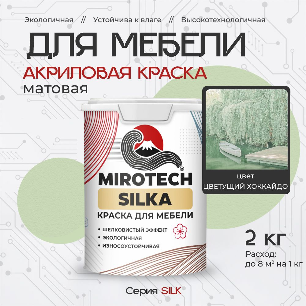 Акриловая краска для мебели MIROTECH SILK для кухонных фасадов, для деревянных поверхностей и МДФ, моющаяся, #1