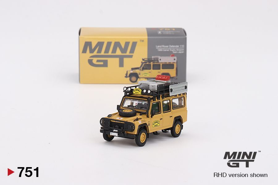 Коллекционная машинка MINI GT 1:64 Land Rover Defender 110 1989 Camel Trophy Amazon Team Japan  #1