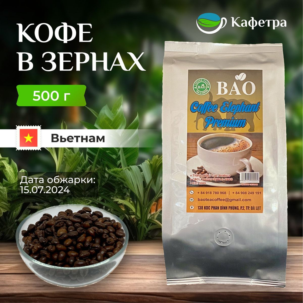 Вьетнамский кофе в зернах Слон Премиум (Elephant Premium) - BAO - 500г  #1