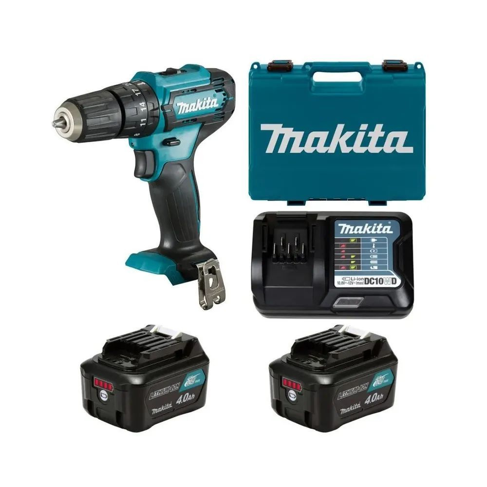 Дрель-шуруповерт Makita HP333DWME ударн., 30 Нм, 12В, АКБ 4 Ач, 2 шт., кейс, 1.3 кг  #1