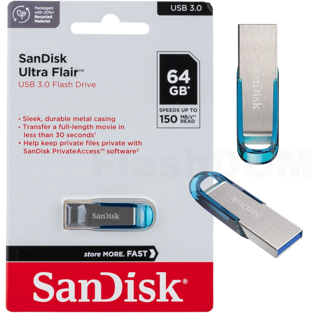 Флеш-накопитель SanDisk USB 3.0 64 ГБ Flash drive Ultra Flair Tropical Blue #1